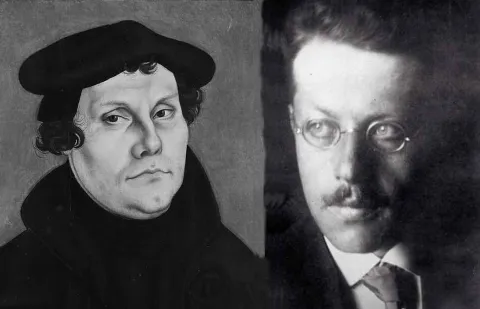 Cranach-Gemälde Luther und Foto von Franz Rosenzweig als Collage