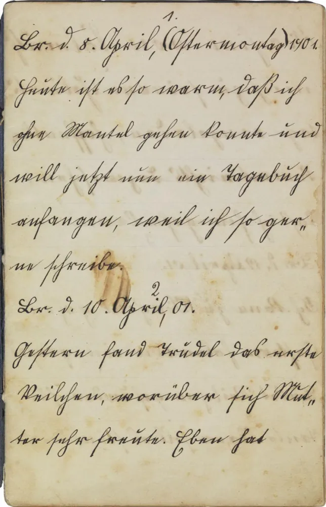 Diary page, handwritten